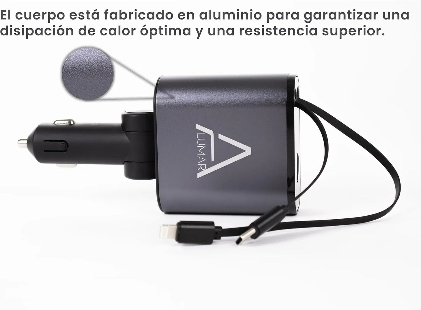 4 Fast Charging Ports with 80cm Retractable Cables || 4 منافذ شحن سريع مع كابلات قابلة للسحب بطول 80 سم - AllGoodzMart