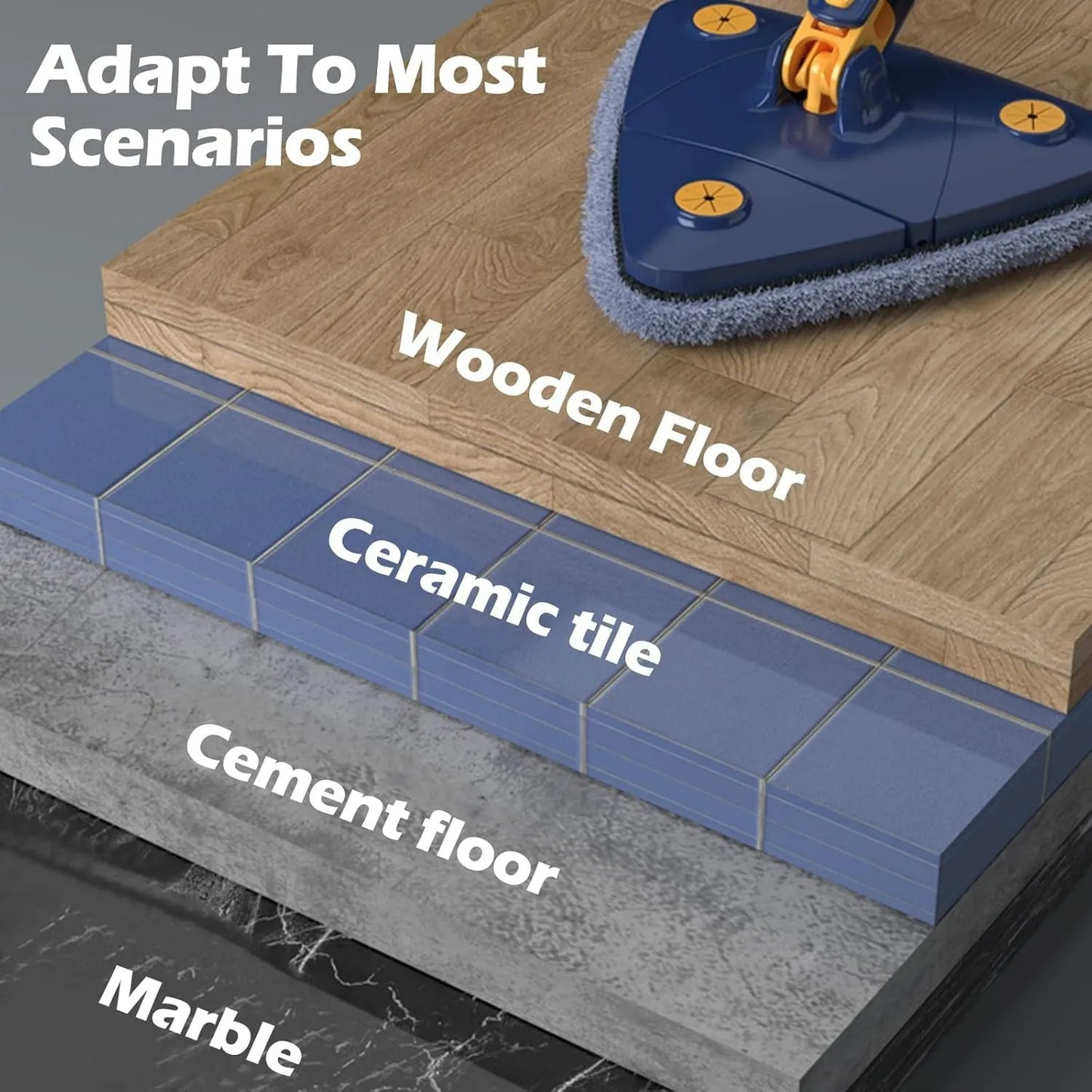 360 Degree Rotatable Adjustable Triangle Cleaning Mop || ممسحة تنظيف مثلثة قابلة للتعديل 360 درجة - AllGoodzMart