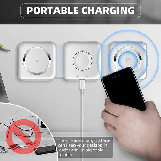 3 In 1 Wireless Folded Charging Pad || لوحة شحن لاسلكية قابلة للطي 3 في 1 - AllGoodzMart