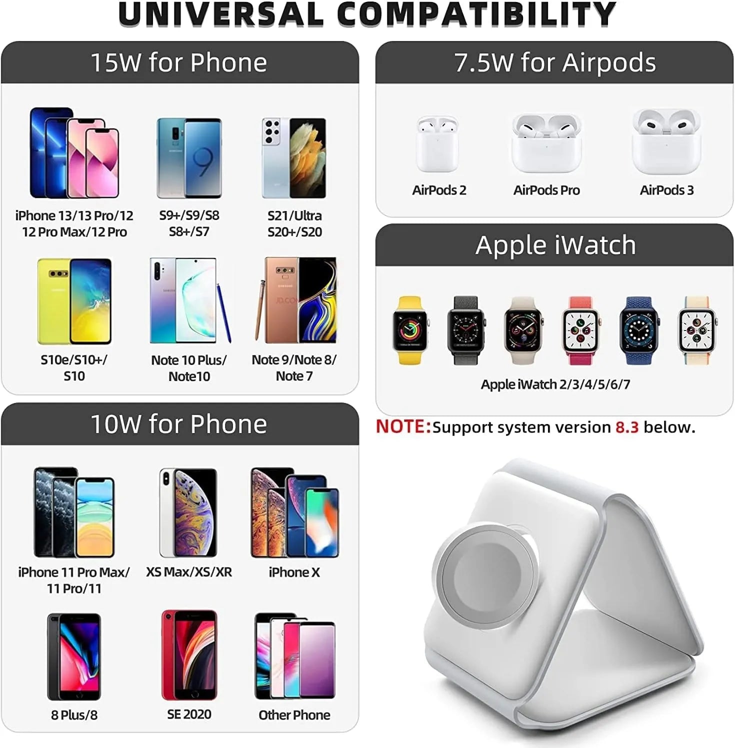 3 In 1 Wireless Folded Charging Pad || لوحة شحن لاسلكية قابلة للطي 3 في 1 - AllGoodzMart