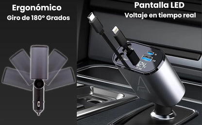 4 Fast Charging Ports with 80cm Retractable Cables || 4 منافذ شحن سريع مع كابلات قابلة للسحب بطول 80 سم - AllGoodzMart