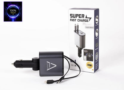 4 Fast Charging Ports with 80cm Retractable Cables || 4 منافذ شحن سريع مع كابلات قابلة للسحب بطول 80 سم - AllGoodzMart