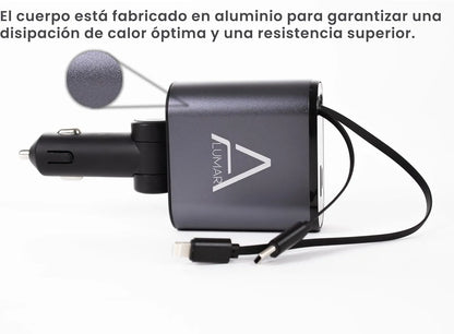 4 Fast Charging Ports with 80cm Retractable Cables || 4 منافذ شحن سريع مع كابلات قابلة للسحب بطول 80 سم - AllGoodzMart